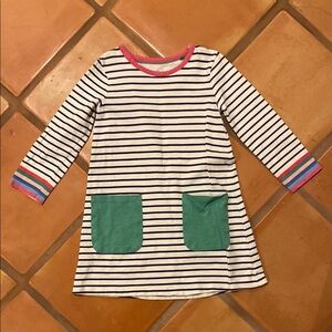 Mini Boden Striped Dress with Green Accents